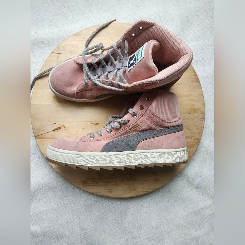 Puma Women's Pink Suede High-Top Sneakers